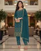 Luxury Soft Silk Salwar Suit with Real Mirror & Embroidery Work for Women