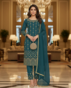 Luxury Soft Silk Salwar Suit with Real Mirror & Embroidery Work for Women