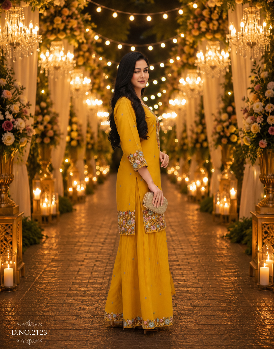 Royale Embroidered Festive Kurta Palazzo Set with Dupatta for Women