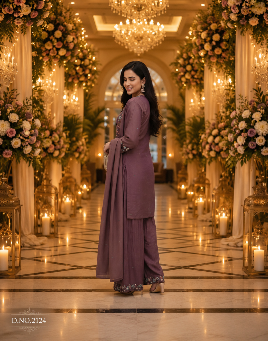 Royale Embroidered Festive Kurta Palazzo Set with Dupatta for Women