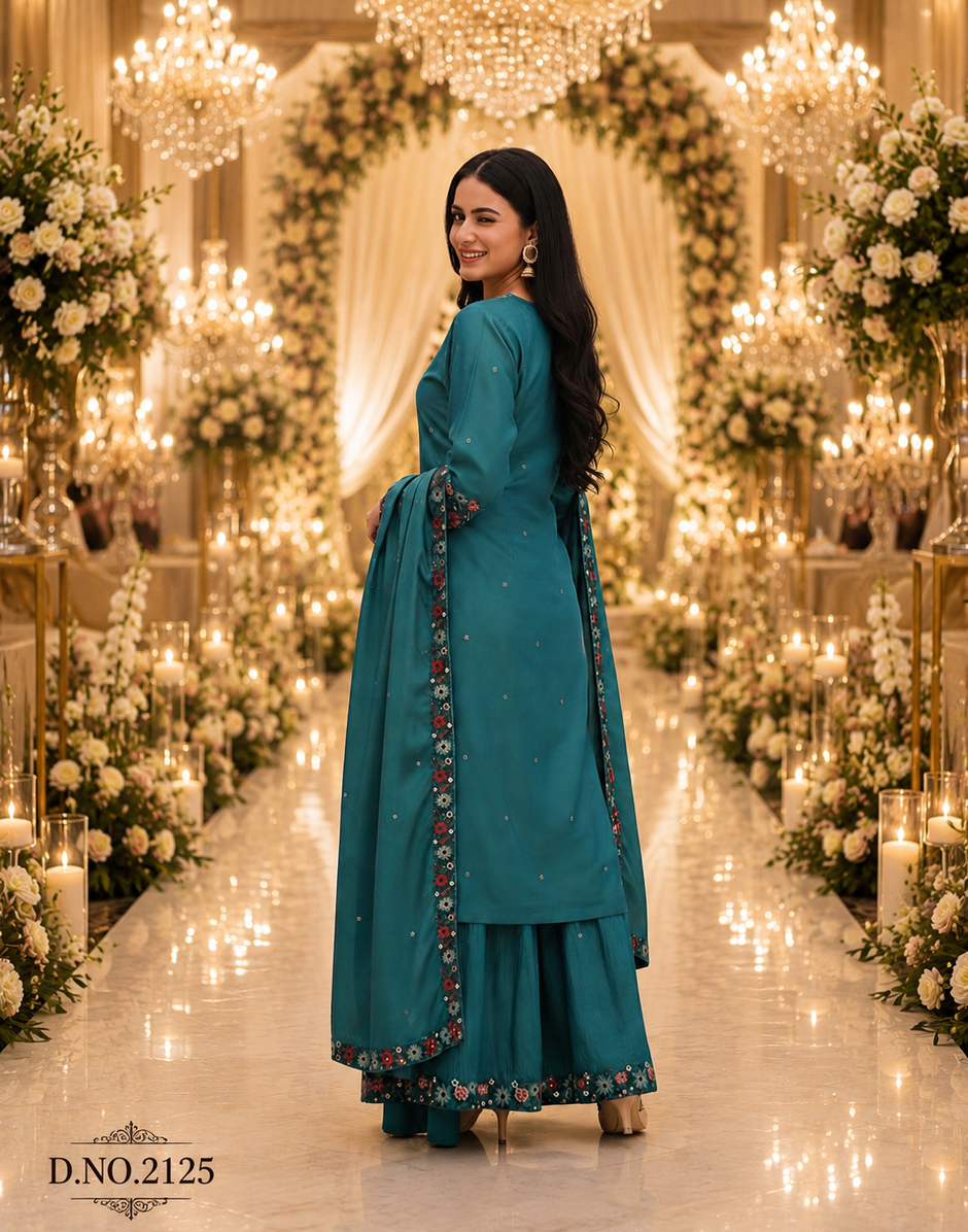 Royale Embroidered Festive Kurta Palazzo Set with Dupatta for Women