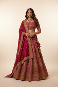 Red Embroidered Bridal Lehenga Choli with Dupatta